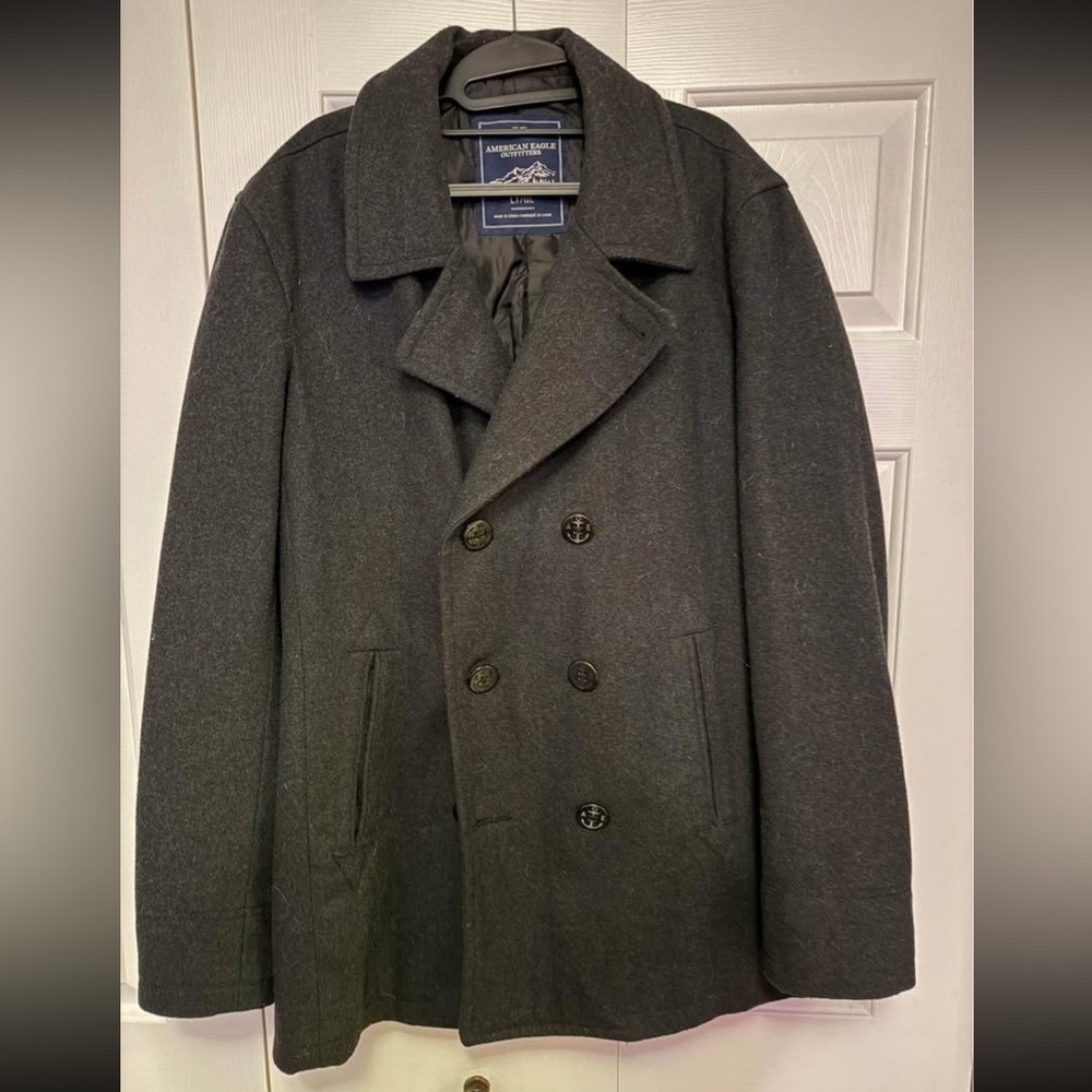 American Eagle Outfitters Gray Peacoat Timeless Design